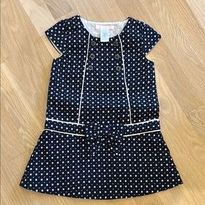 Janie and Jack Navy and White Polka Dot Dress